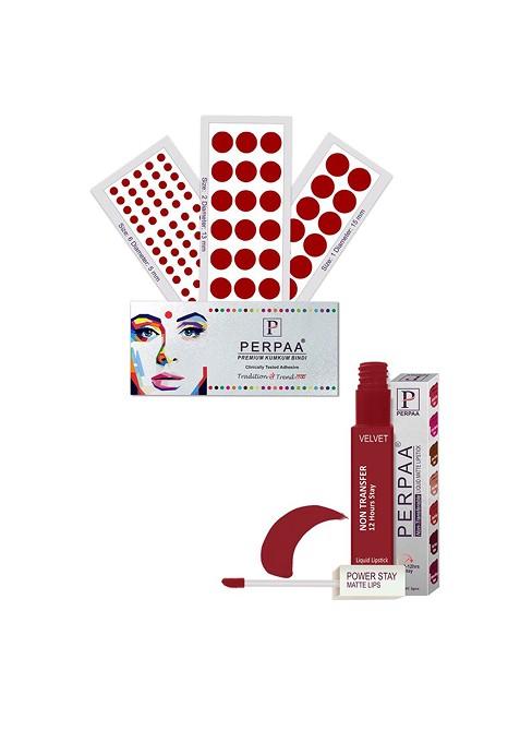 Perpaa Power Stay Non Transfer Lipstick Shade 22 Set Of 3 Premium Light Maroon Bindis