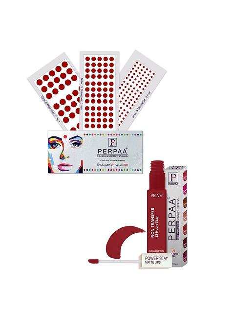 Perpaa Power Stay Non Transfer Lipstick Shade 22 Set Of 3 Premium Light Maroon Bindis