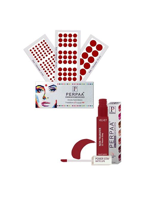 Perpaa Power Stay Non Transfer Lipstick Shade 22 Set Of 3 Premium Light Maroon Bindis