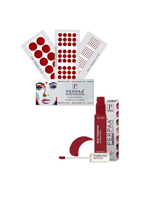 Perpaa Power Stay Non Transfer Lipstick Shade 22 Set Of 3 Premium Light Maroon Bindis