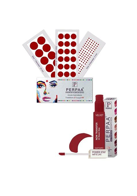 Perpaa Power Stay Non Transfer Lipstick Shade 22 Set Of 3 Premium Light Maroon Bindis