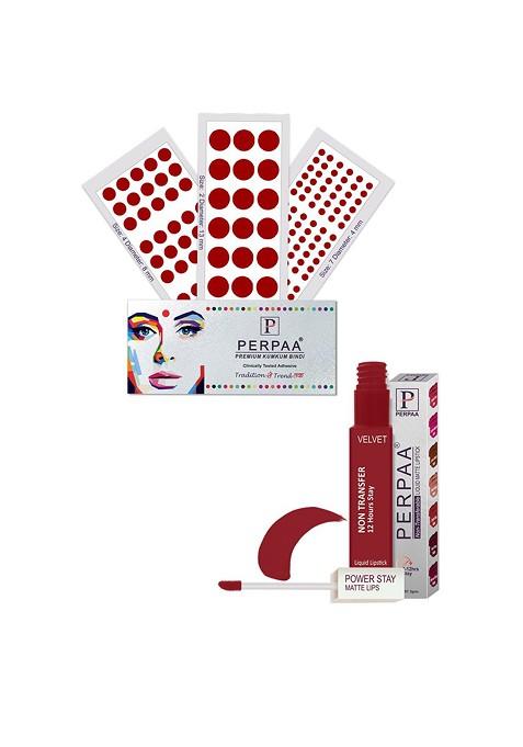Perpaa Power Stay Non Transfer Lipstick Shade 22 Set Of 3 Premium Light Maroon Bindis