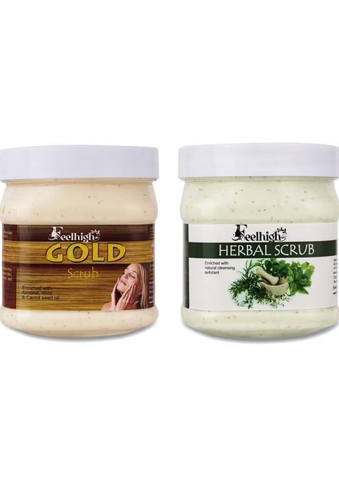 Feelhigh Set Of Gold Herbal Face Scrubs 500 Ml Each