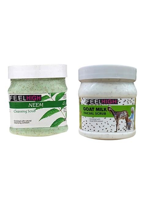 Feelhigh Set Of Neem Goat Milk Face Scrubs 500 Ml Each