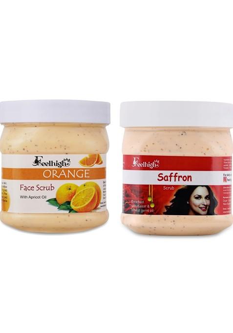 Feelhigh Set Of Orange Saffron Face Scrubs 500 Ml Each