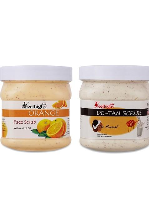 Feelhigh Set Of Orange De Tan Face Scrub 500 Ml Each