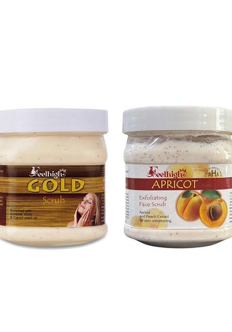 Feelhigh Set Of Gold Apricot Organic Face Body Scrub 500 Ml Each