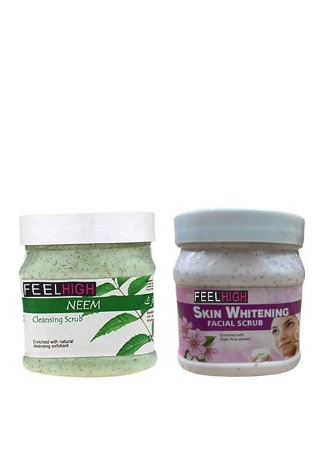 Feelhigh Set Of Neem Skin Whitening Organic Face Body Scrub 500 Ml Each