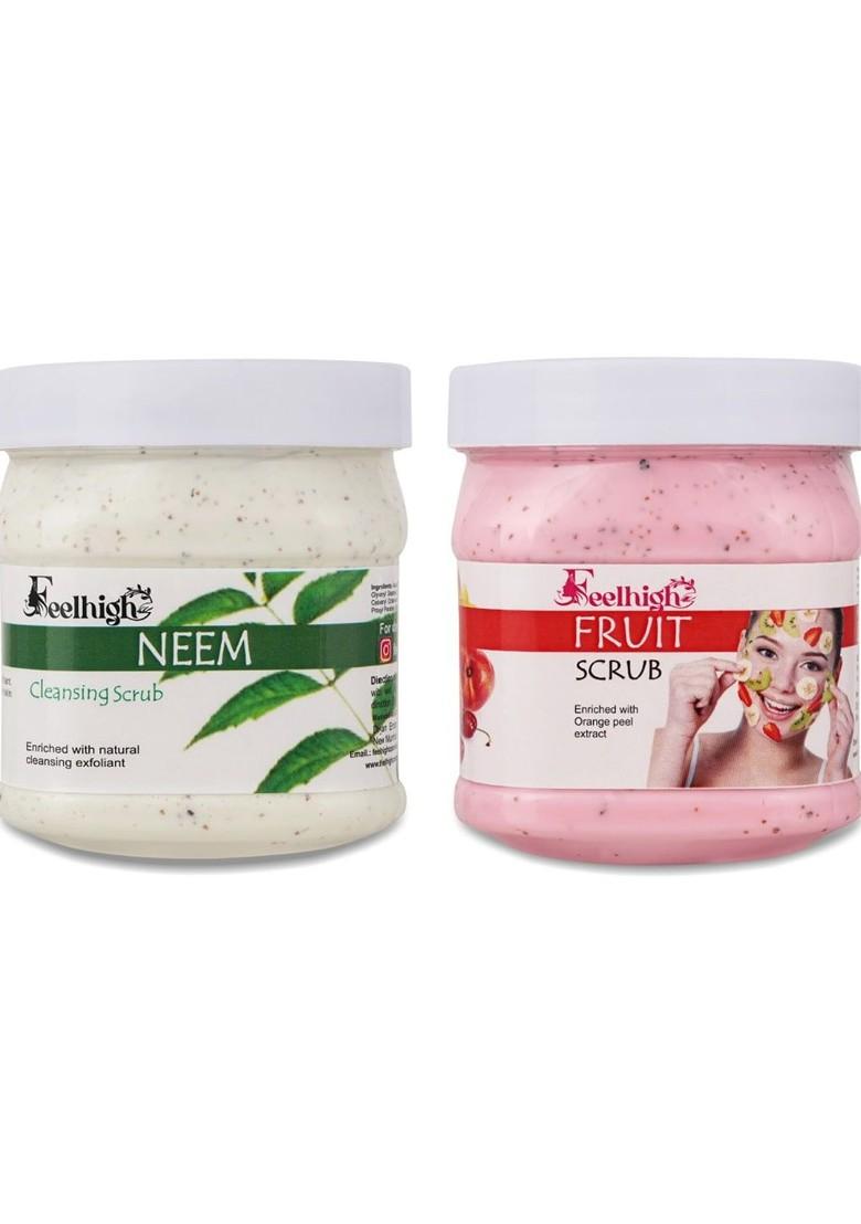 Feelhigh Set Of Neem Fruit Organic Face Body Scrub 500 Ml Each