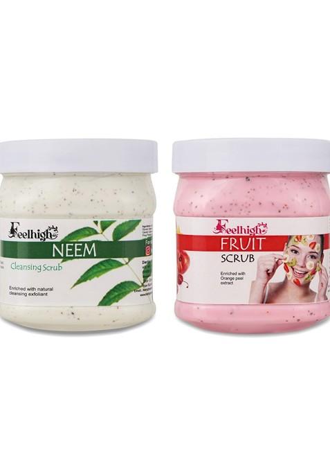 Feelhigh Set Of Neem Fruit Organic Face Body Scrub 500 Ml Each