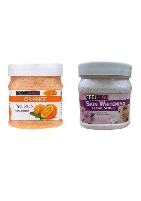 Feelhigh Set Of Orange Skin Whitening Organic Face Body Scrub 500 Ml Each