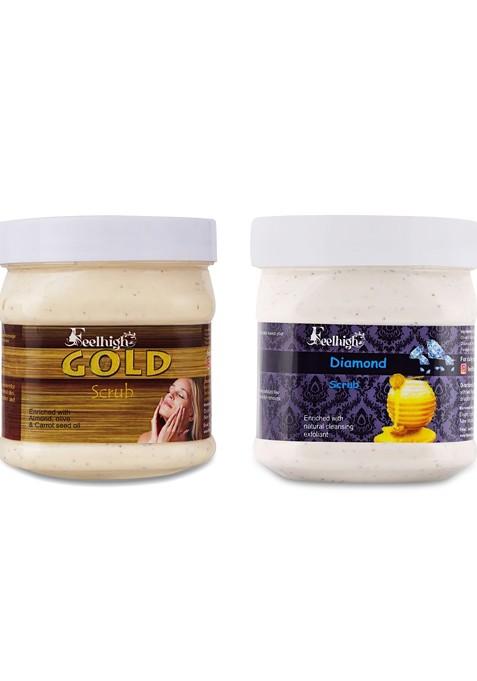 Feelhigh Set Of 2 Gold Scrub Diamond For Face Body 500 Ml Each