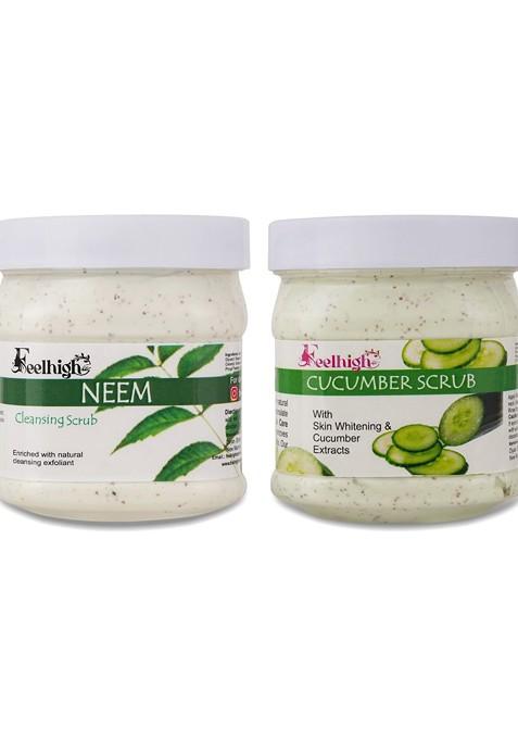 Feelhigh Neem Cucumber Face Body Scrubs 500Ml Each