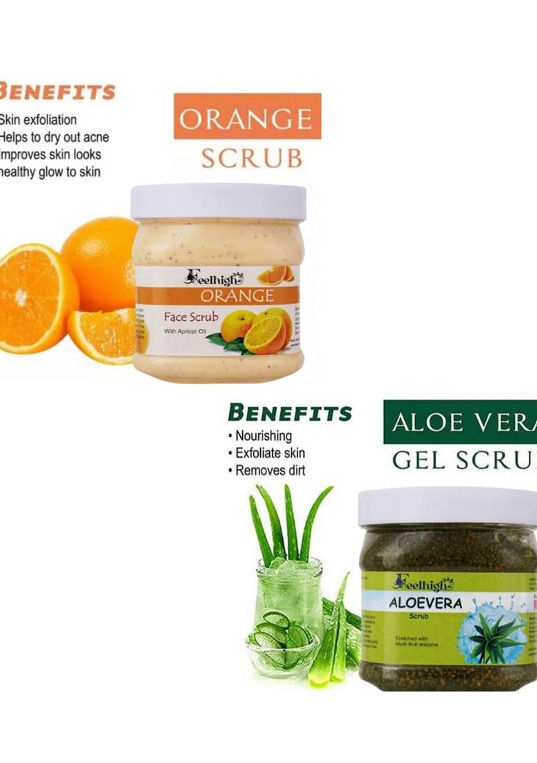 Feelhigh Set Of 2 Orange Scrub Aloe Vera For Face Body 500 Ml Each