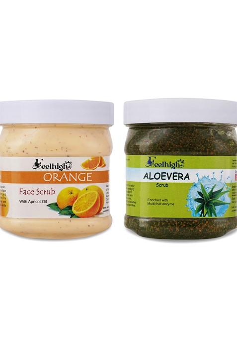 Feelhigh Set Of 2 Orange Scrub Aloe Vera For Face Body 500 Ml Each