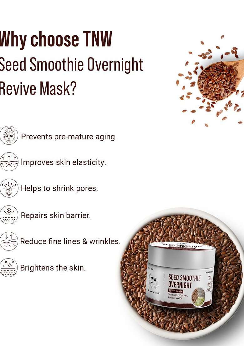 Tnw The Natural Wash Flax Chia Seed Smoothie Overnight Revive Mask 50G - Indya