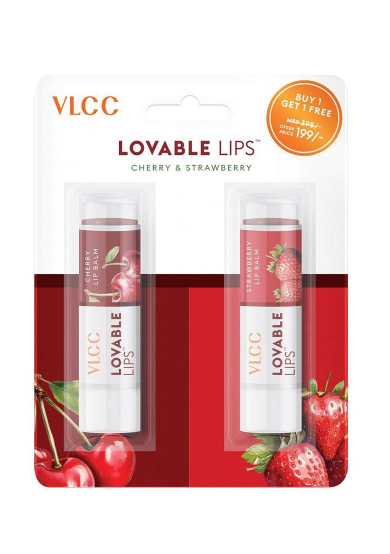 Vlcc Set Of 2 Roll On Bullet Lip Balm 4 5G Each Strawberry Cherry B1G1 - Indya