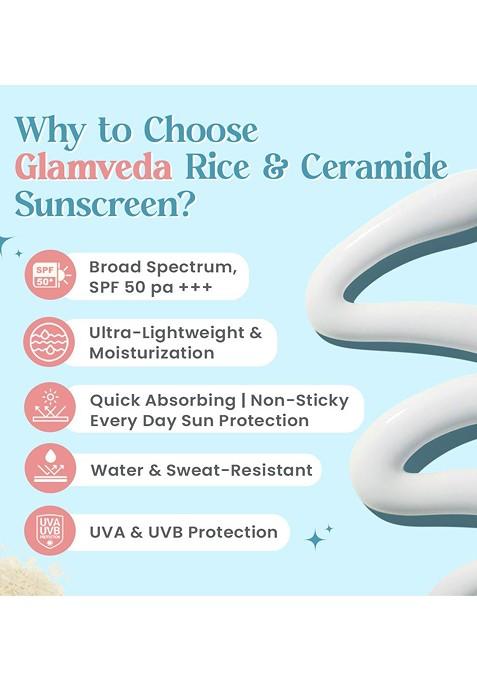 Glamveda Set Of 3 Glass Skin Rice Ceramide Spf 50 Pa Sunscreen 50Ml Each