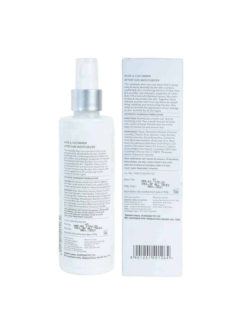 Mantra Herbal Aloe And Cucumber After Sun Moisturizer 250 Ml - Indya