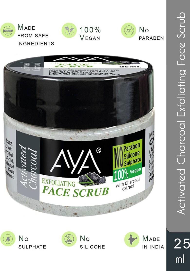 Aya Set Of 3 Activated Charcoal Papaya Vitaminc Exfoliating Face Scrub 25 Ml Each