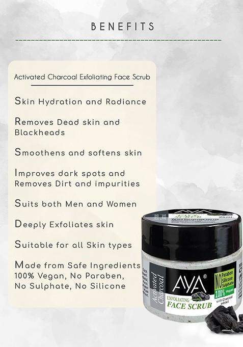 Aya Set Of 3 Activated Charcoal Papaya Vitaminc Exfoliating Face Scrub 25 Ml Each