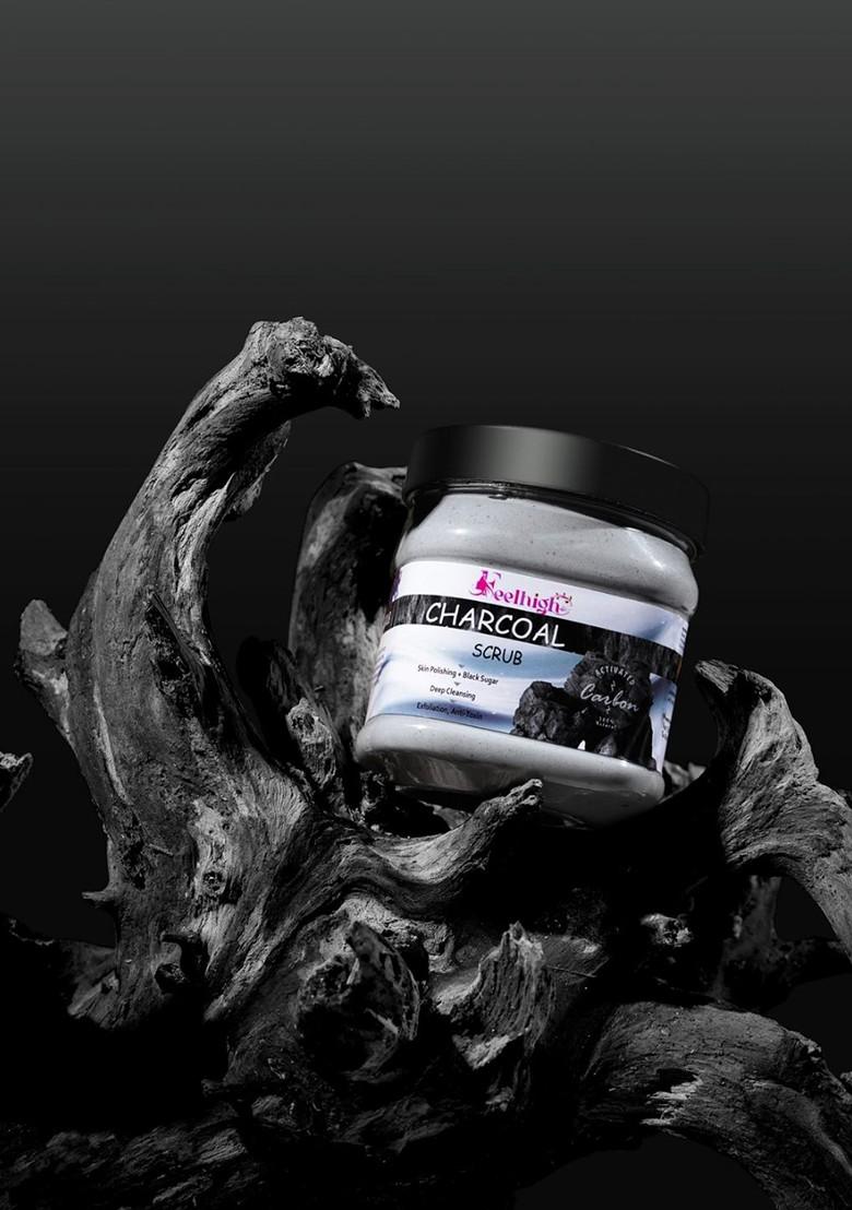 Feelhigh Set Of 2 Charcoal Strawberry Scrub For Face Body Exfoliators 500 Ml Each