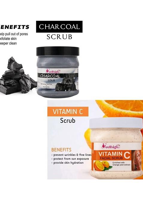 Feelhigh Set Of 2 Vitamin C Charcoal Face Scrub 500 Ml Each