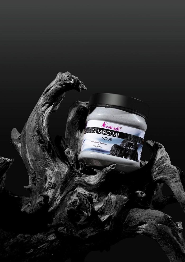 Feelhigh Set Of 2 Charcoal Gold Scrub For Face Body Exfoliators 500 Ml Each