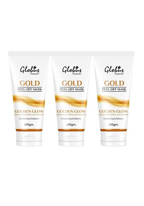 Globus Naturals Gold Set Of 3 Peel Off Mask With Vitamin E Saffron Aloe Vera Turmeric