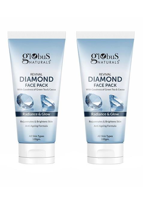 Globus Naturals Revival Set Of 2 Diamond Face Pack 100 G Each