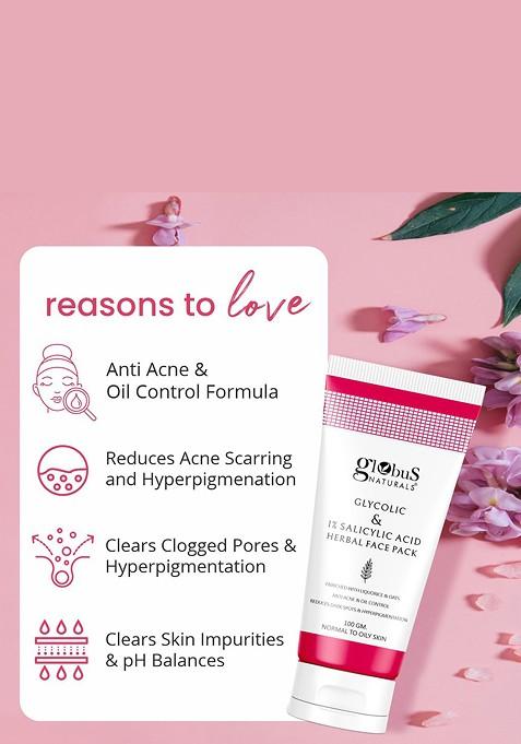 Globus Naturals Set Of 3 Anti Acne Glycolic 1 Salicylic Acid Face Pack 100 G Each