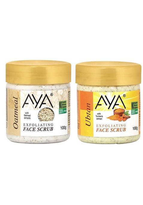 Aya Set Of Oatmeal Ubtan Exfoliating Face Scrubs 100 Ml Each