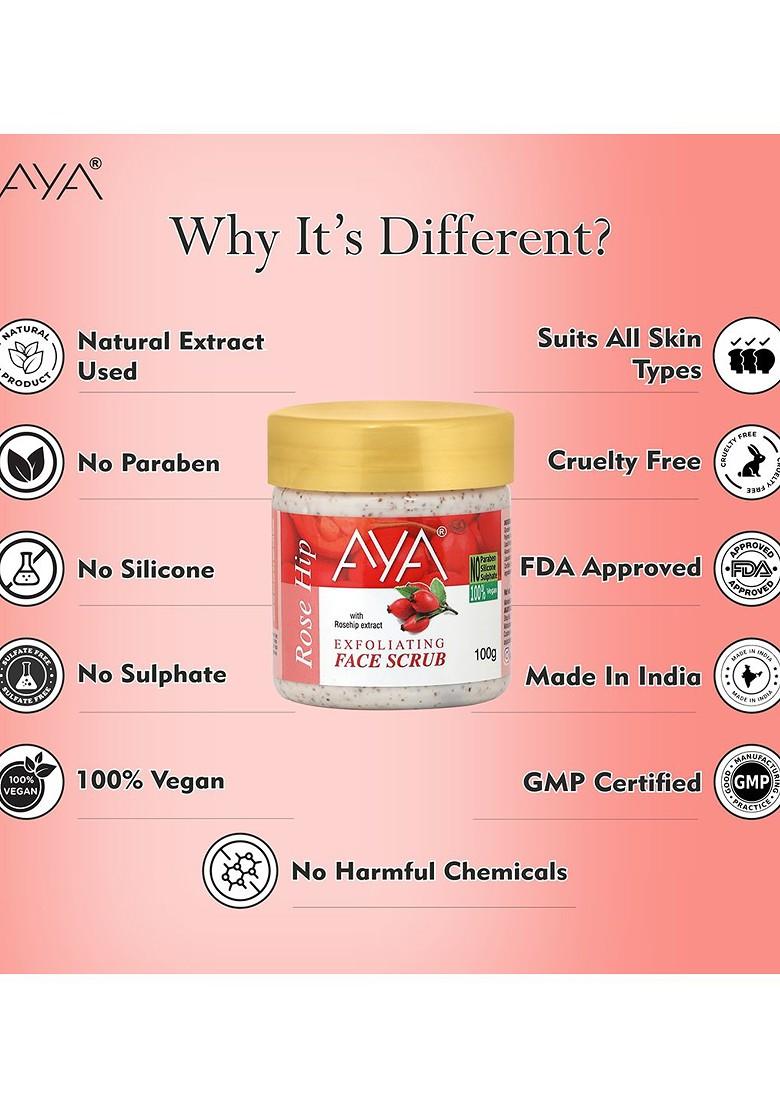 Aya Set Of Pomegranate Rosehip Exfoliating Face Scrubs 100 Ml Each