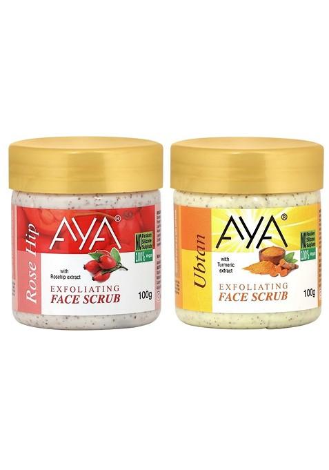 Aya Set Of Rosehip Ubtan Exfoliating Face Scrubs 100 Ml Each
