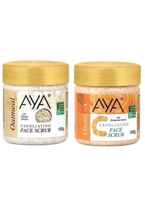 Aya Set Of Oatmeal Vitamin C Exfoliating Face Scrubs 100 Ml Each