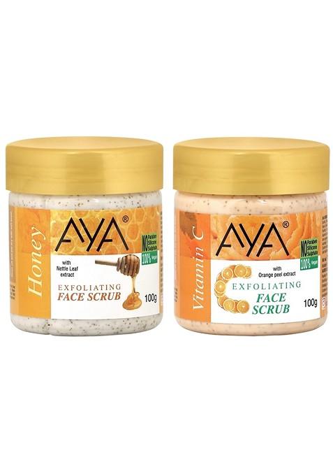 Aya Set Of Honey Vitamin C Exfoliating Face Scrubs 100 Ml Each