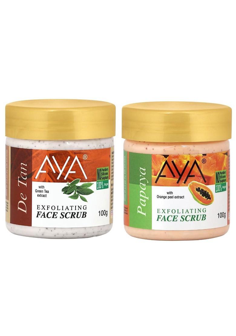 Aya Set Of De Tan Papaya Exfoliating Face Scrubs 100 Ml Each
