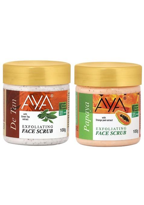 Aya Set Of De Tan Papaya Exfoliating Face Scrubs 100 Ml Each