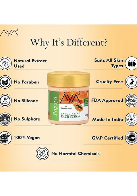 Aya Set Of De Tan Papaya Exfoliating Face Scrubs 100 Ml Each