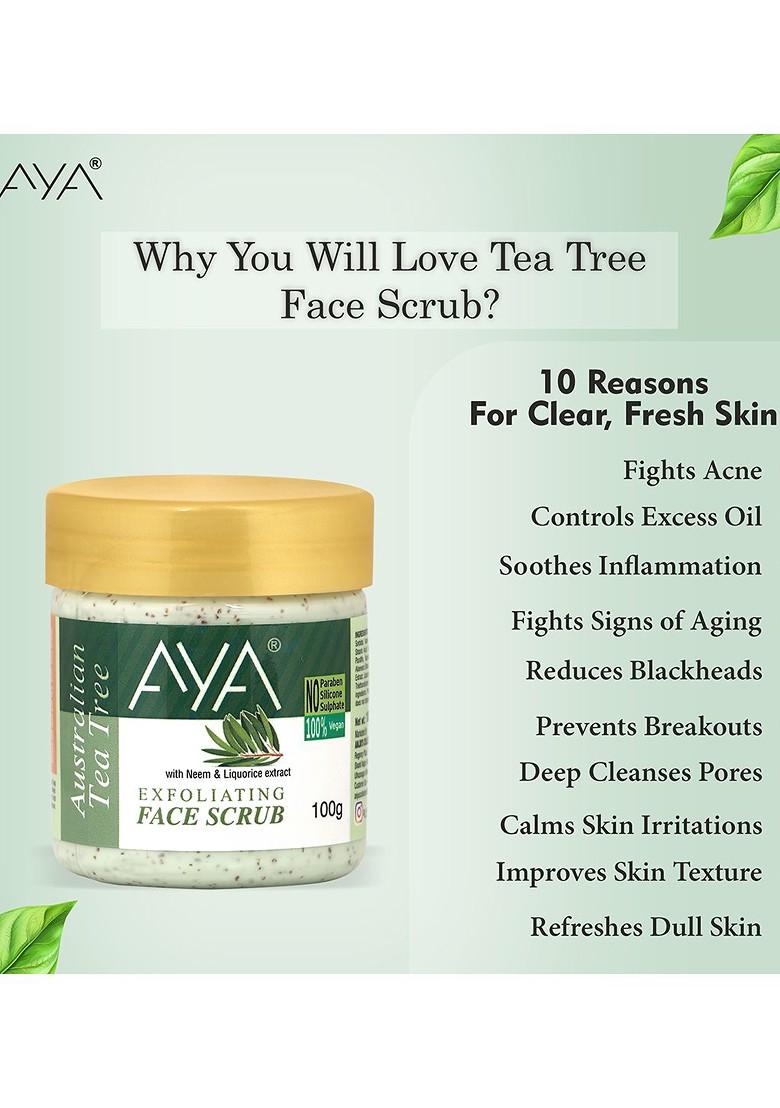 Aya Set Of Tea Tree Tomato Exfoliating Face Scrubs 100 Ml Each