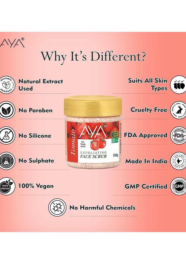 Aya Set Of Tea Tree Tomato Exfoliating Face Scrubs 100 Ml Each