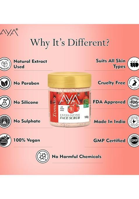 Aya Set Of Tea Tree Tomato Exfoliating Face Scrubs 100 Ml Each
