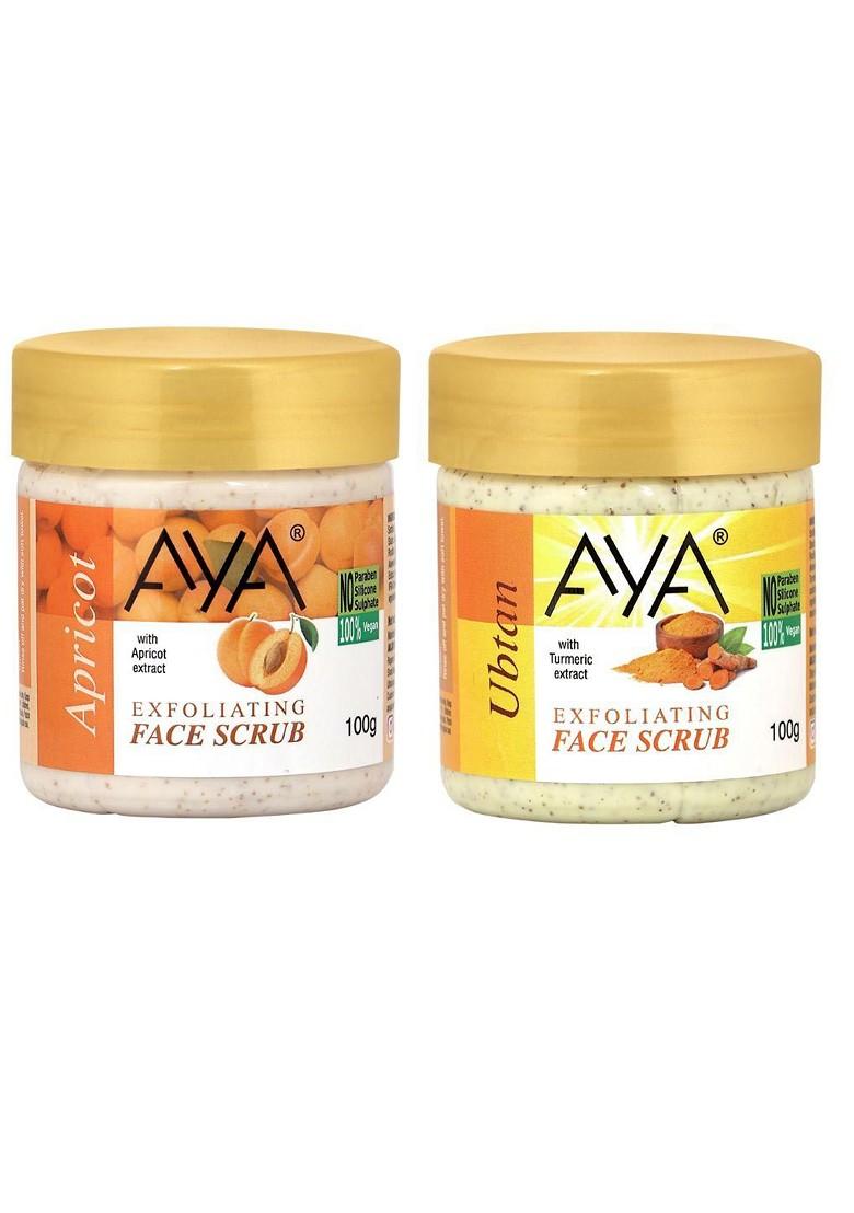 Aya Set Of Apricot Ubtan Exfoliating Face Scrubs 100 Ml Each