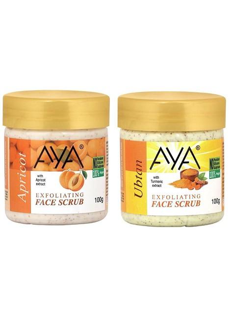 Aya Set Of Apricot Ubtan Exfoliating Face Scrubs 100 Ml Each