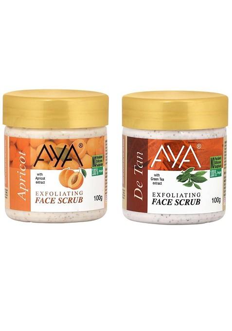 Aya Set Of Apricot De Tan Exfoliating Face Scrubs 100 Ml Each