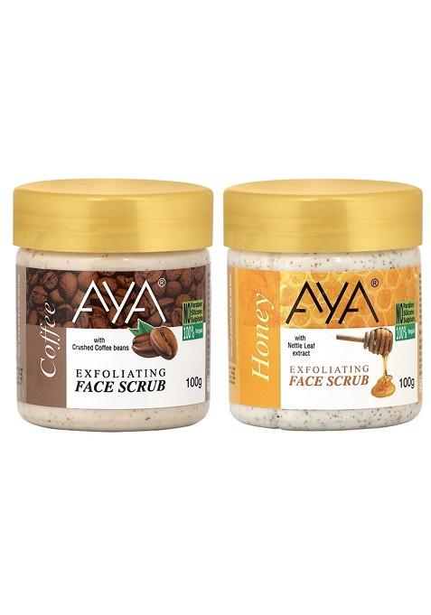 Aya Set Of Coffee Honey Exfoliating Face Scrubs 100 Ml Each