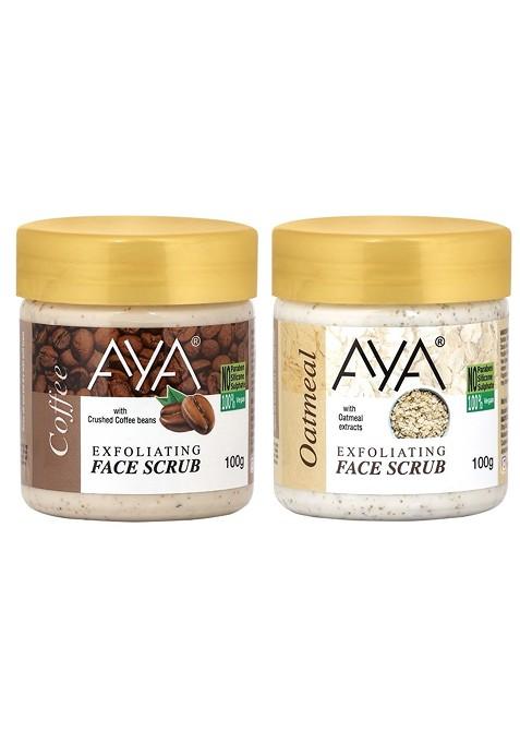 Aya Set Of Coffee Oatmeal Exfoliating Face Scrubs 100 Ml Each
