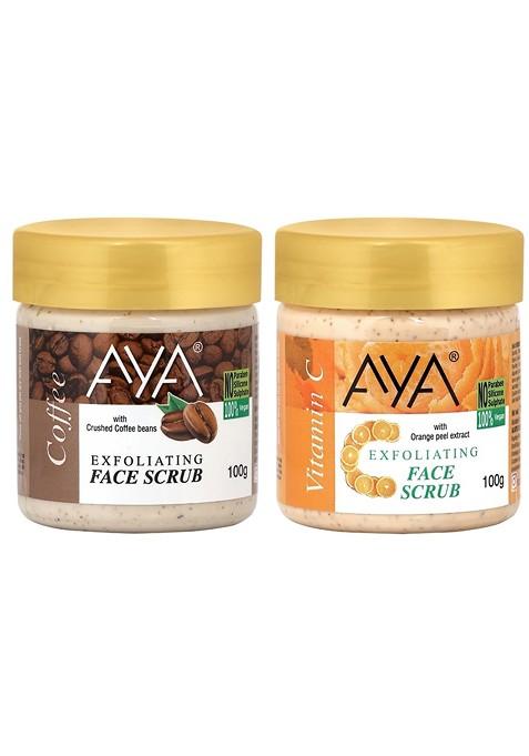 Aya Set Of Coffee Vitamin C Exfoliating Face Scrubs 100 Ml Each