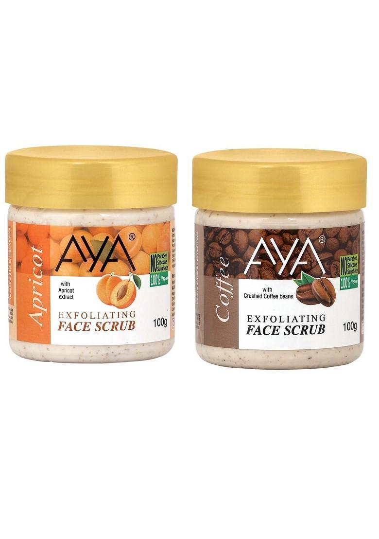 Aya Set Of Apricot Coffee Exfoliating Face Scrubs 100 Ml Each