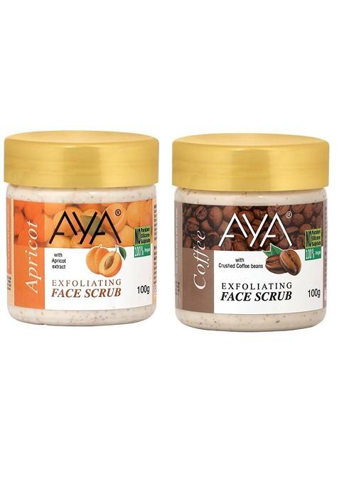 Aya Set Of Apricot Coffee Exfoliating Face Scrubs 100 Ml Each